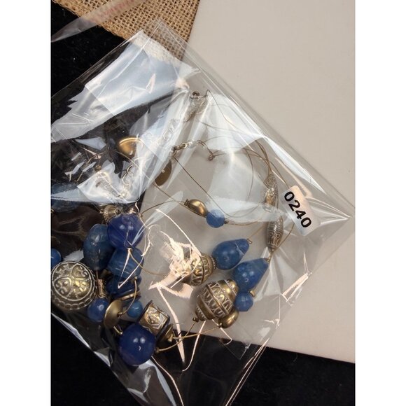 Chicos Gold & Blue Beaded Multi-Strand Necklace With Adjustable Clasp - Picture 5 of 6